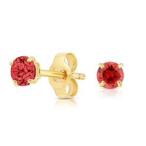 14K GOLD Garnet CZ January Birthstone 3mm Earrings